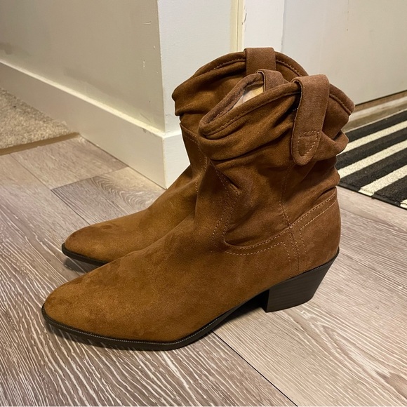 Espirit Polina Faux Suede Slouchy Ankle Boots Booties Brown Size 9 Women’s - Picture 10 of 11